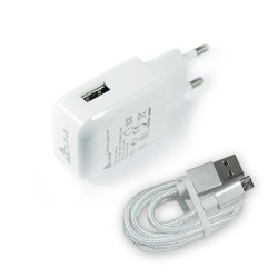 Зарядка SET ACURA 2,4A ŁAD.USB+Кабель MICRO white