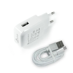 Зарядка SET ACURA 2,4A ŁAD.USB+Кабель TYP C white