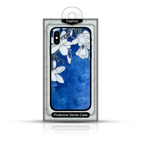 Case FLOWERS 3D Samsung A60 blue