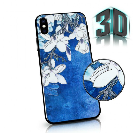 Чехол FLOWERS 3D Samsung A40S/M30 blue