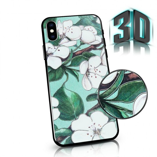 Case FLOWERS 3D Samsung A80 green