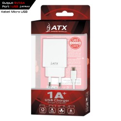 Зарядка SET ATX 1A ŁAD.USB+Кабель MICRO white