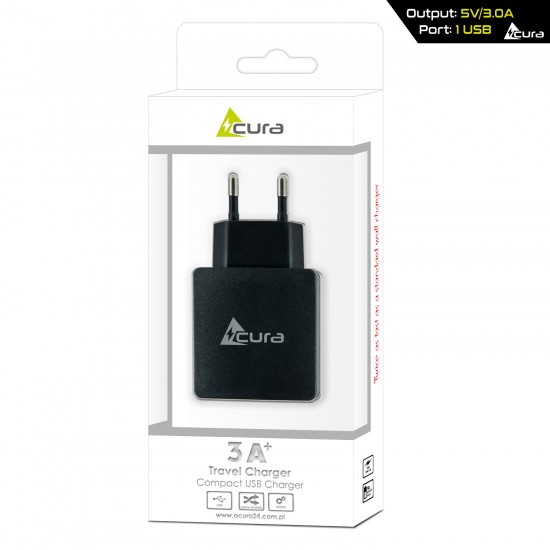 Laadija USB ACURA 5V/3A UT205 black